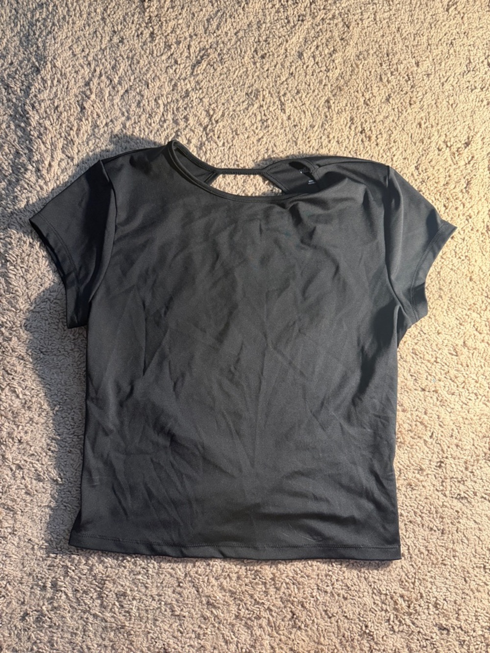 Women's Black Open Back Short-Sleeve Performance Top